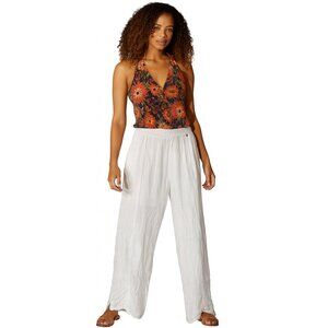 Lynne White Line Palazzo Pants Size M Wide Leg Flowy Lightweight Summer Chic